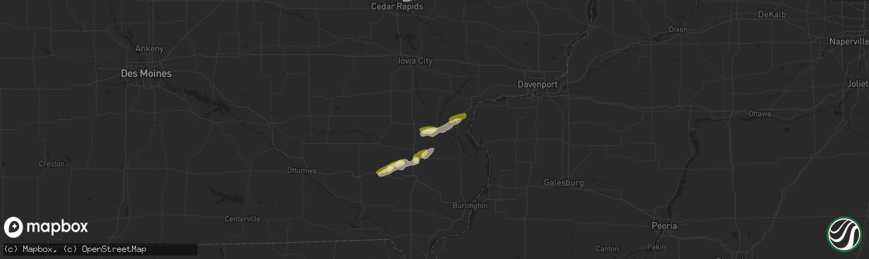 Hail map in Columbus City, IA on March 29, 2024