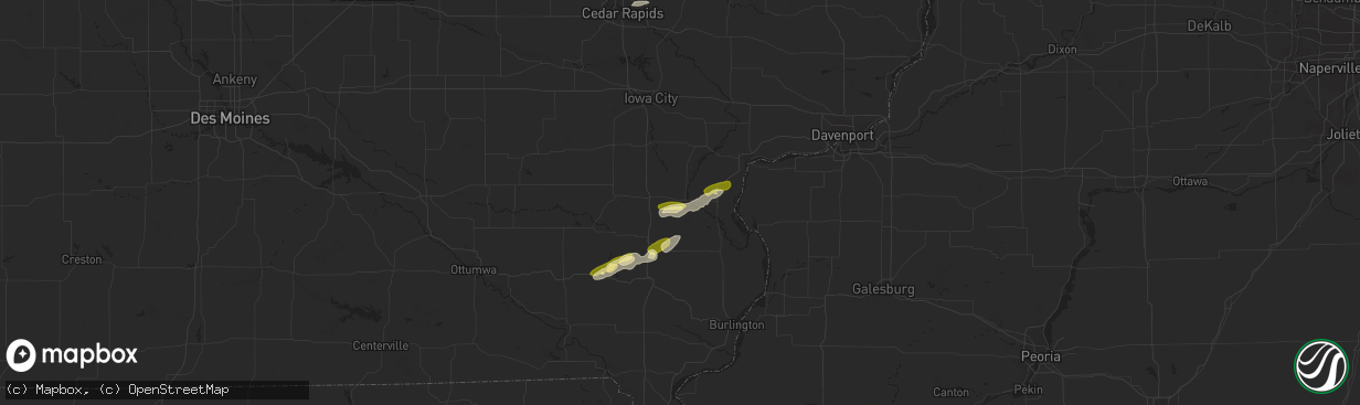 Hail map in Columbus Junction, IA on March 29, 2024