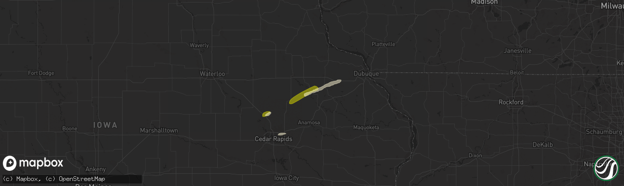 Hail map in Hopkinton, IA on March 29, 2024