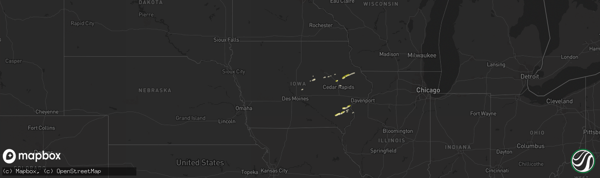 Hail map in Iowa on March 29, 2024