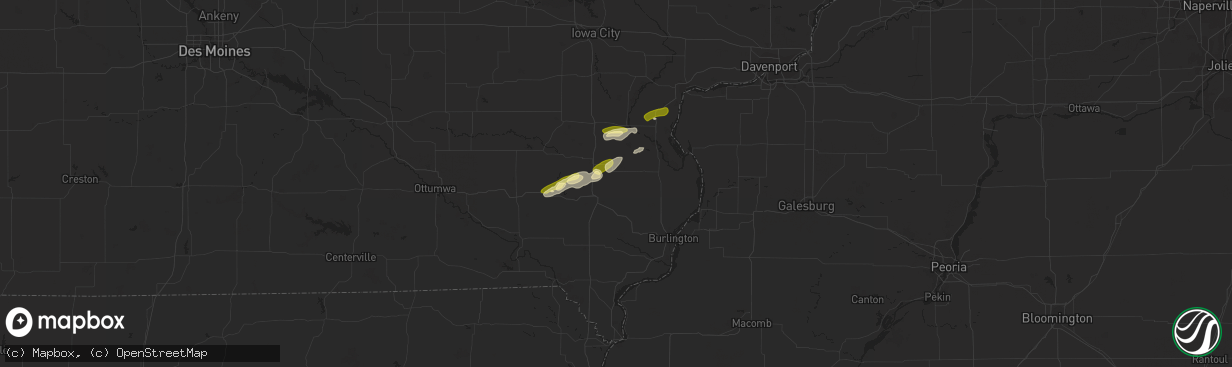 Hail map in Mount Union, IA on March 29, 2024