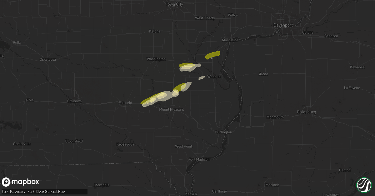 Hail map in Mount Union, IA on March 29, 2024
