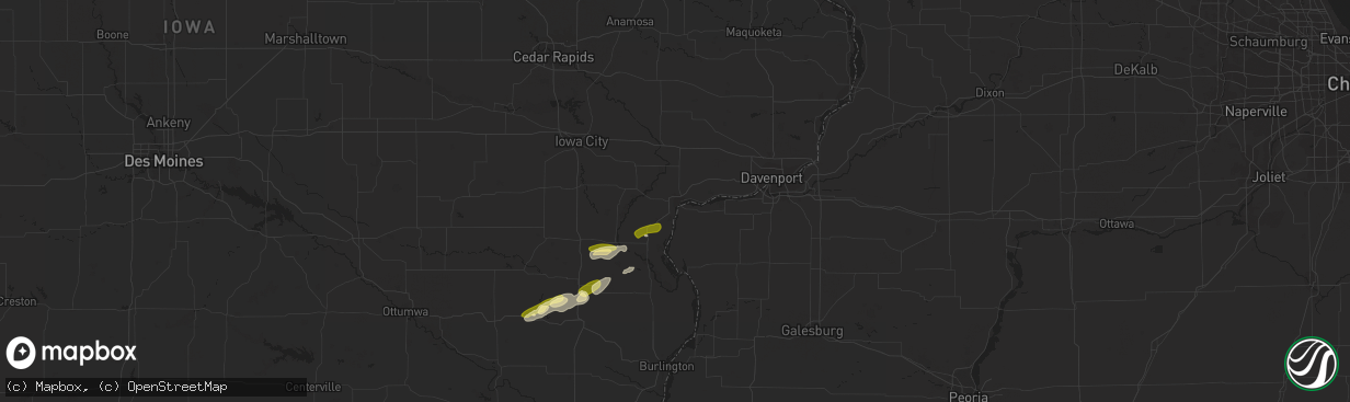 Hail map in Muscatine, IA on March 29, 2024