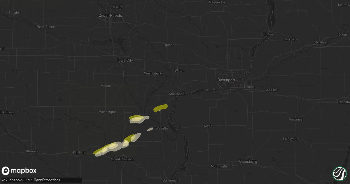 Hail map in Muscatine, IA on March 29, 2024