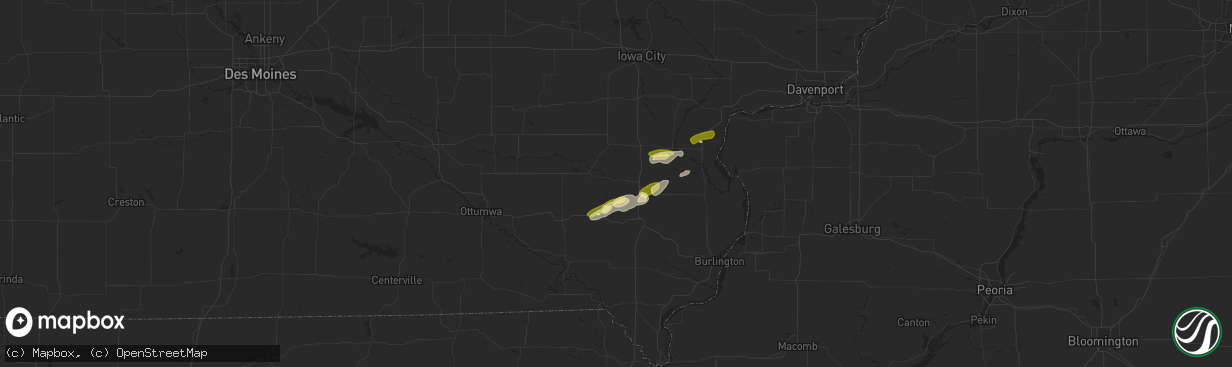 Hail map in Wayland, IA on March 29, 2024