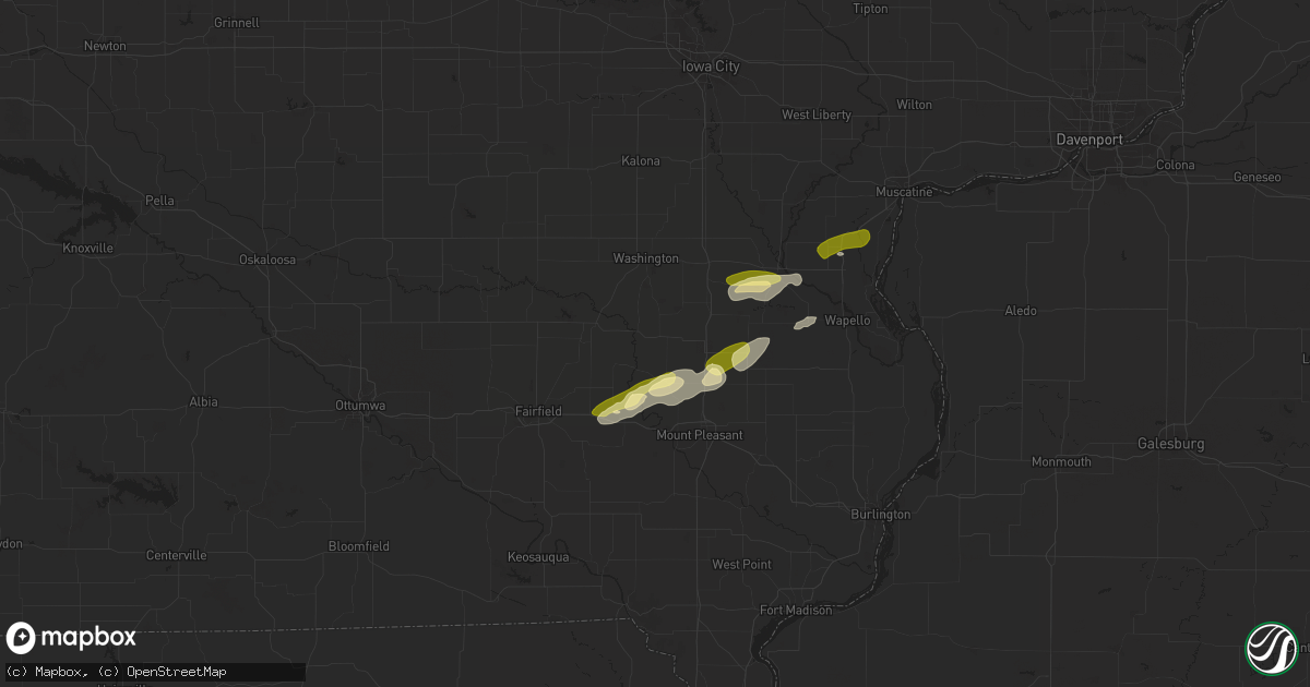 Hail map in Wayland, IA on March 29, 2024