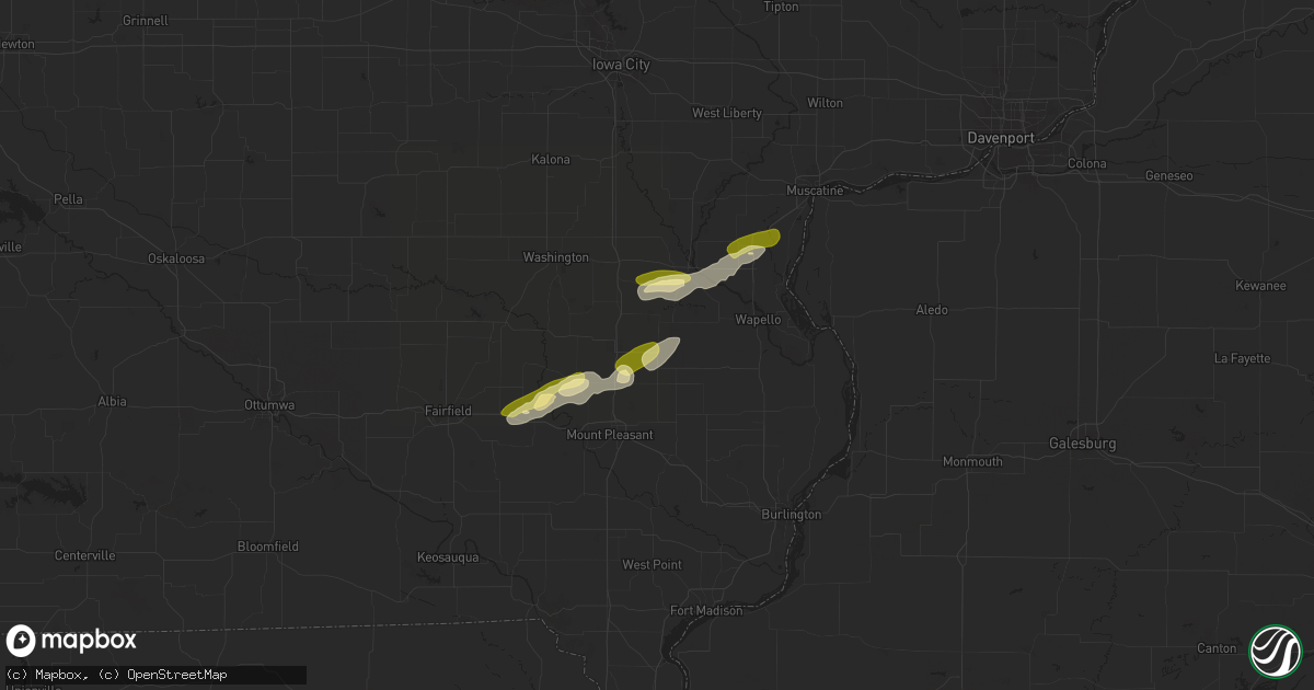 Hail map in Winfield, IA on March 29, 2024