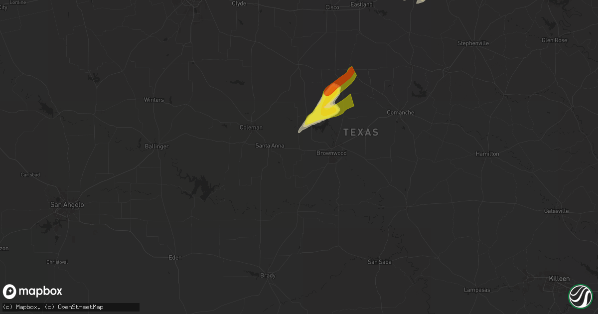 Hail map in Bangs, TX on March 29, 2025