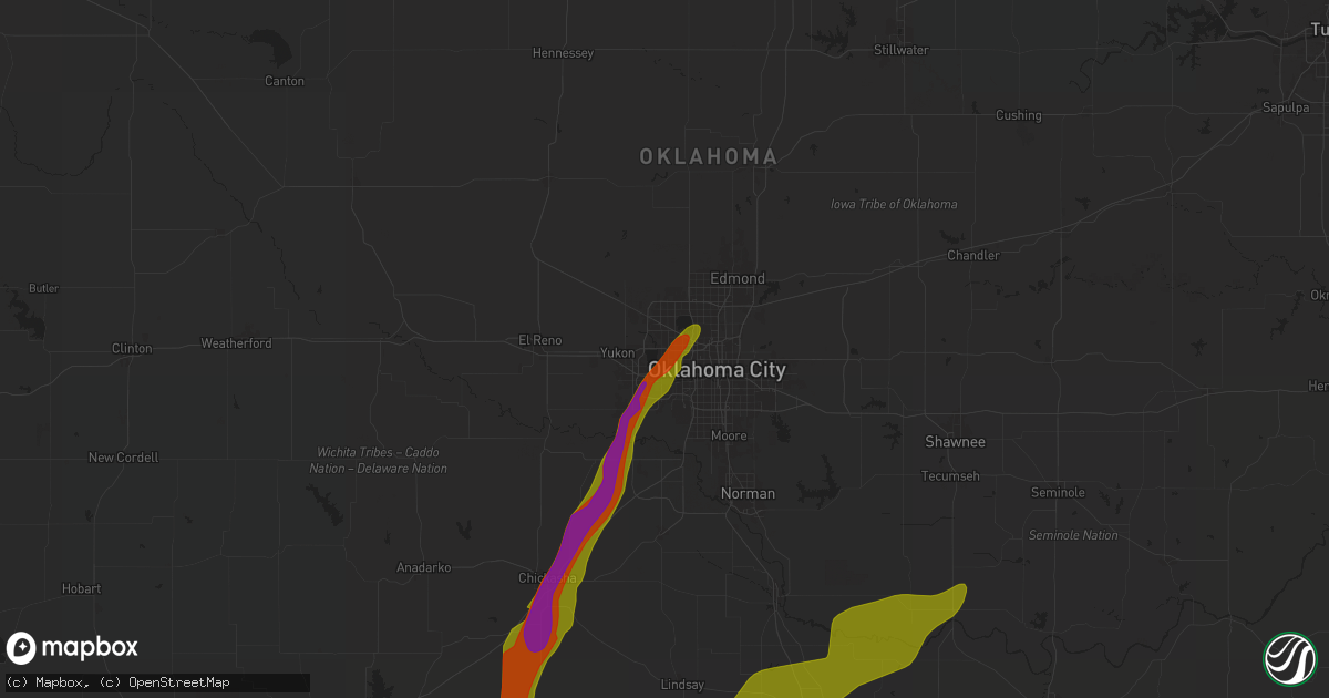 Hail map in Bethany, OK on March 29, 2025