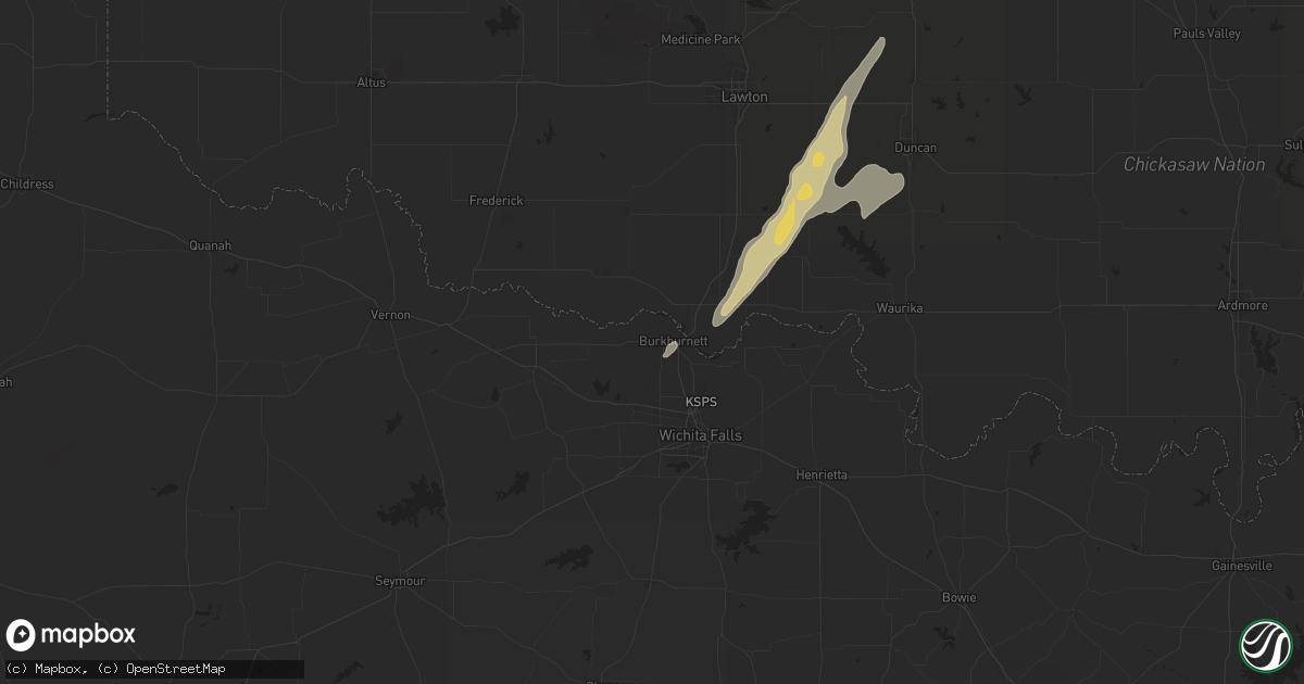 Hail map in Burkburnett, TX on March 29, 2025