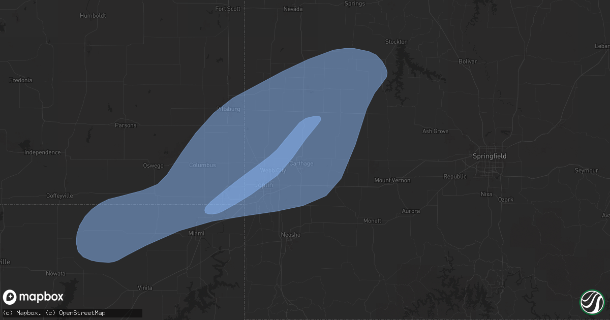 Hail map in Carthage, MO on March 29, 2025