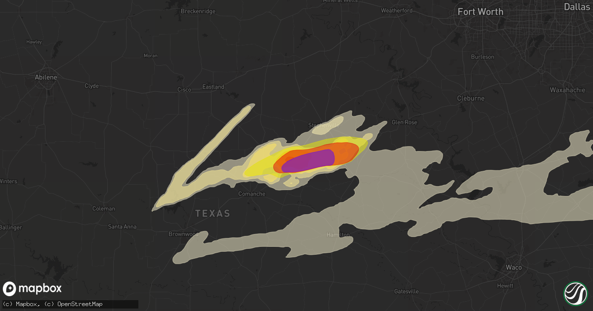 Hail map in Dublin, TX on March 29, 2025
