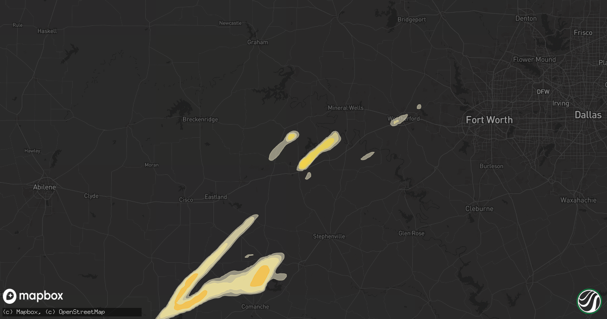 Hail map in Gordon, TX on March 29, 2025