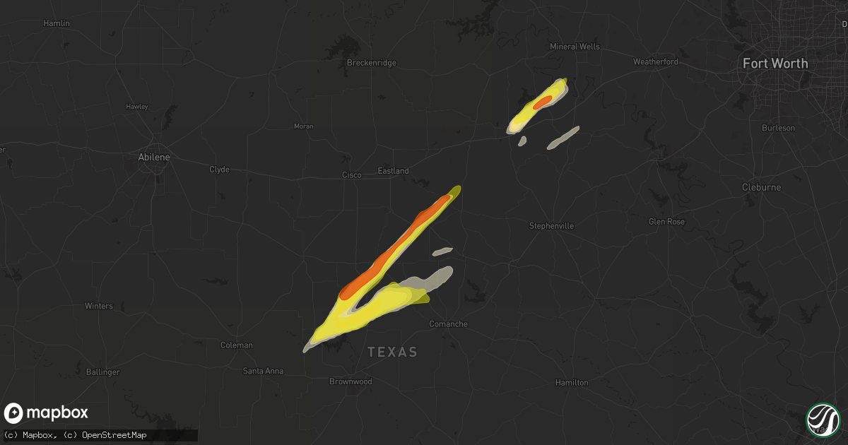 Hail map in Gorman, TX on March 29, 2025