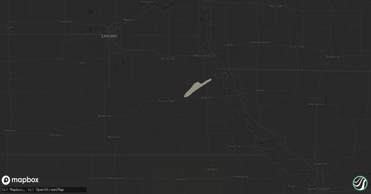 Hail map in Johnson, NE on March 29, 2025