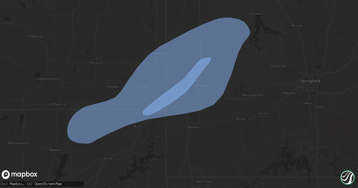 Hail map in Joplin, MO on March 29, 2025