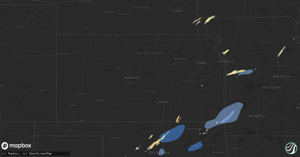 Hail map in Kansas on March 29, 2025