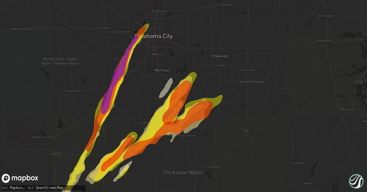 Hail map in Lexington, OK on March 29, 2025