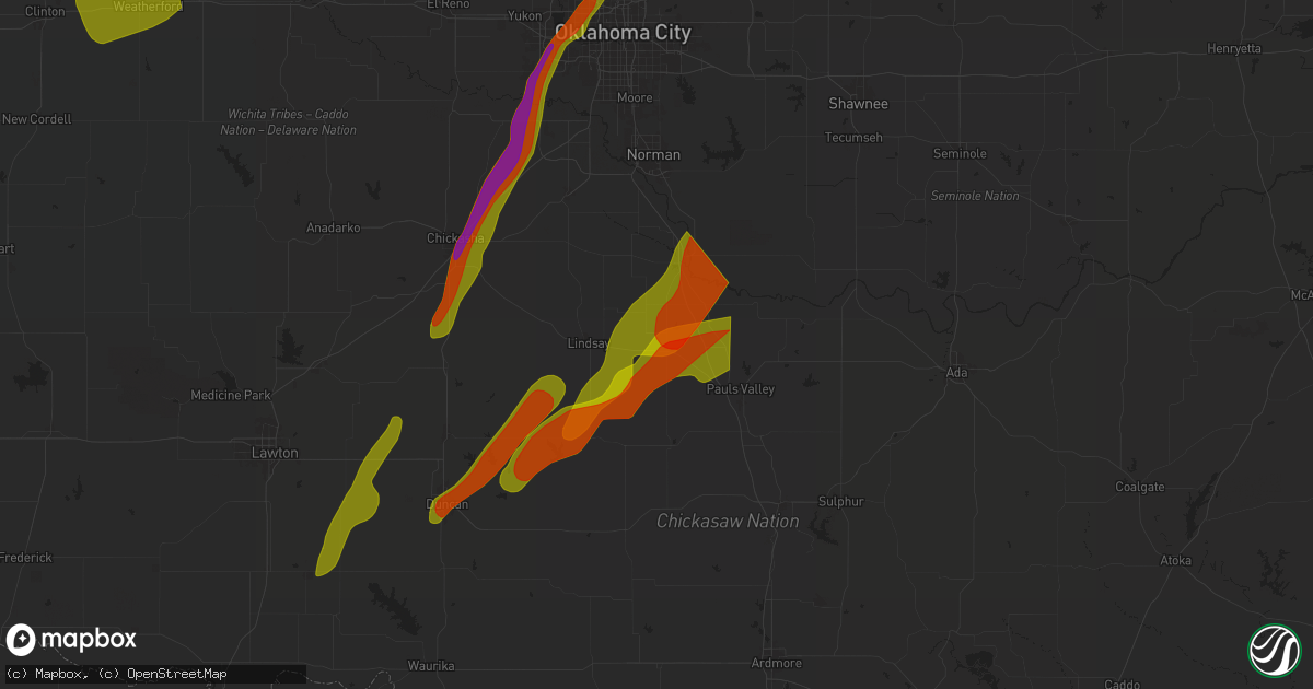 Hail map in Maysville, OK on March 29, 2025
