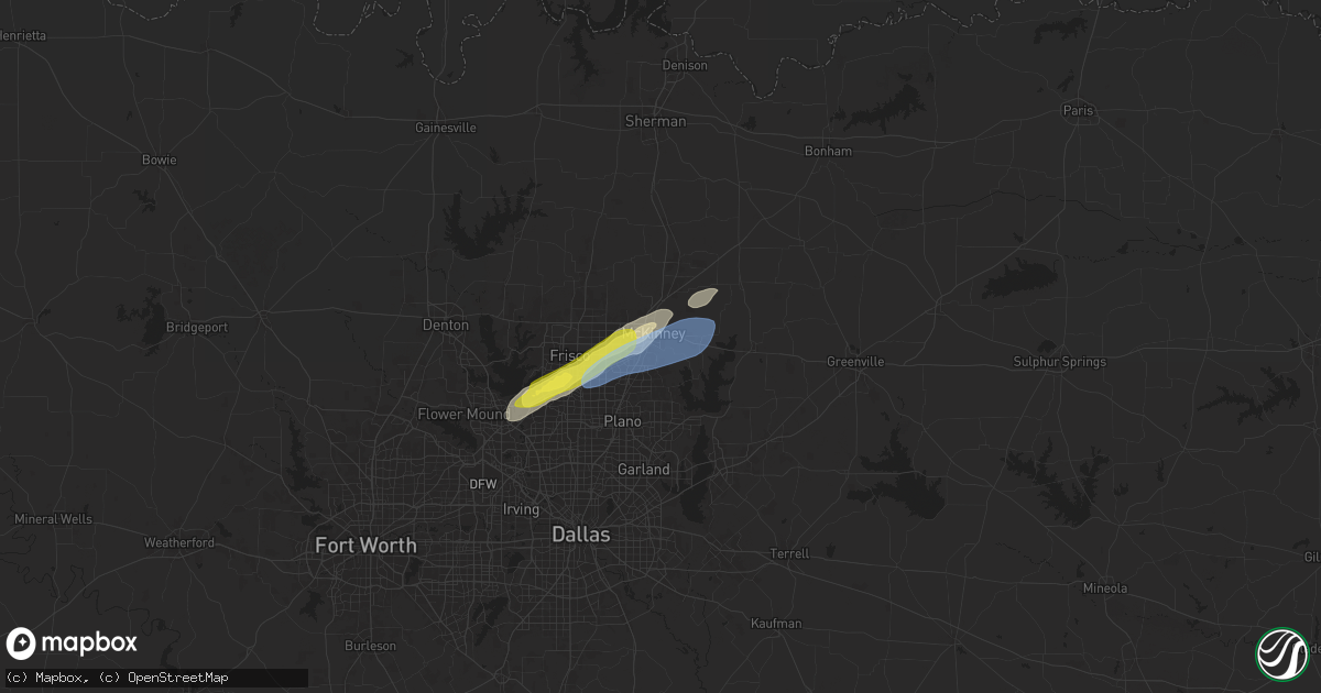 Hail map in Mckinney, TX on March 29, 2025