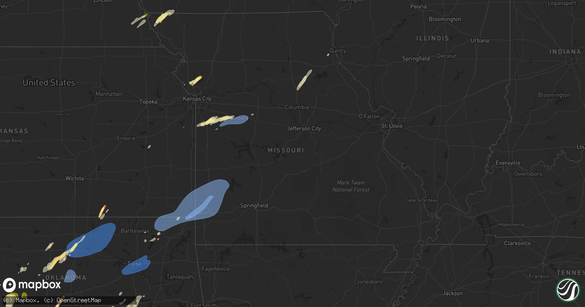 Hail map in Missouri on March 29, 2025