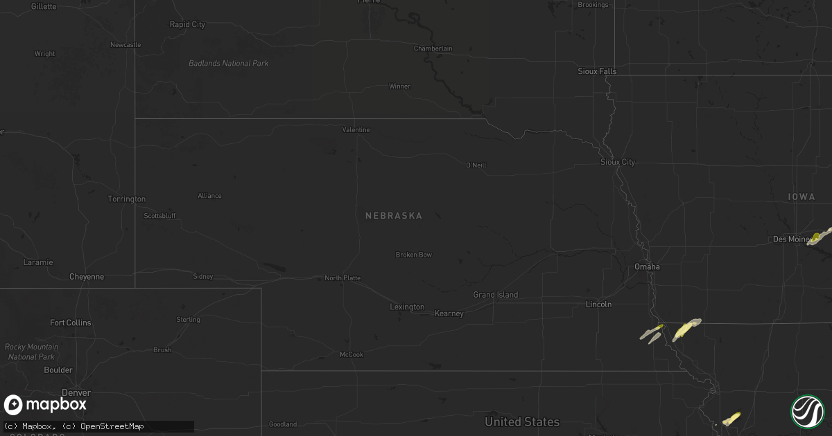 Hail map in Nebraska on March 29, 2025