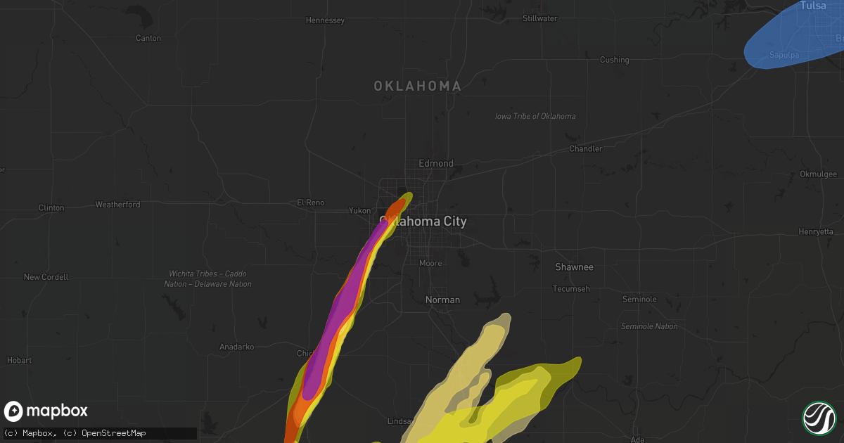 Hail map in Oklahoma City, OK on March 29, 2025