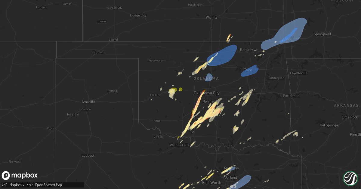 Hail map in Oklahoma on March 29, 2025