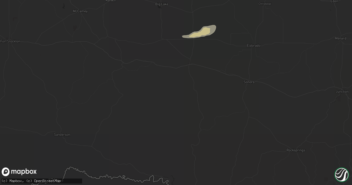 Hail map in Ozona, TX on March 29, 2025