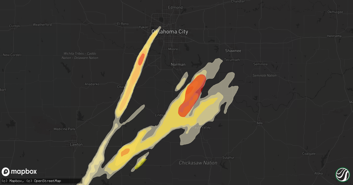Hail map in Purcell, OK on March 29, 2025