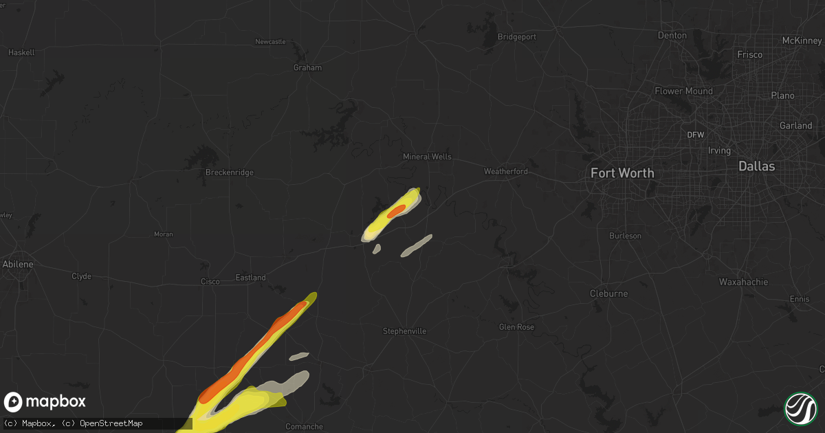 Hail map in Santo, TX on March 29, 2025