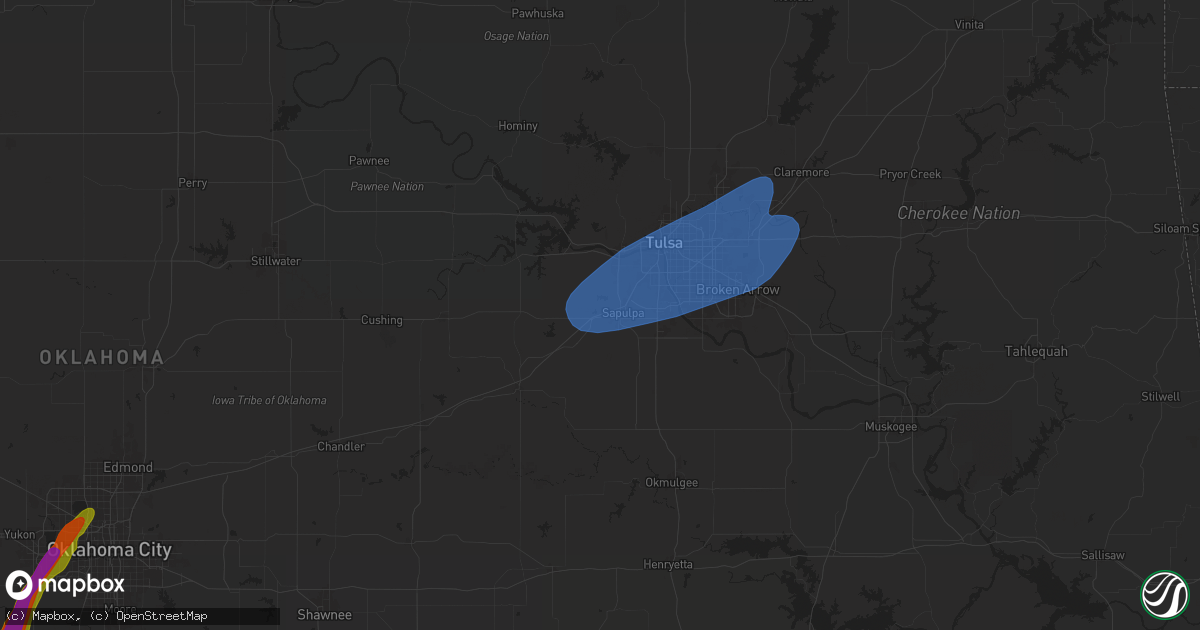 Hail map in Sapulpa, OK on March 29, 2025