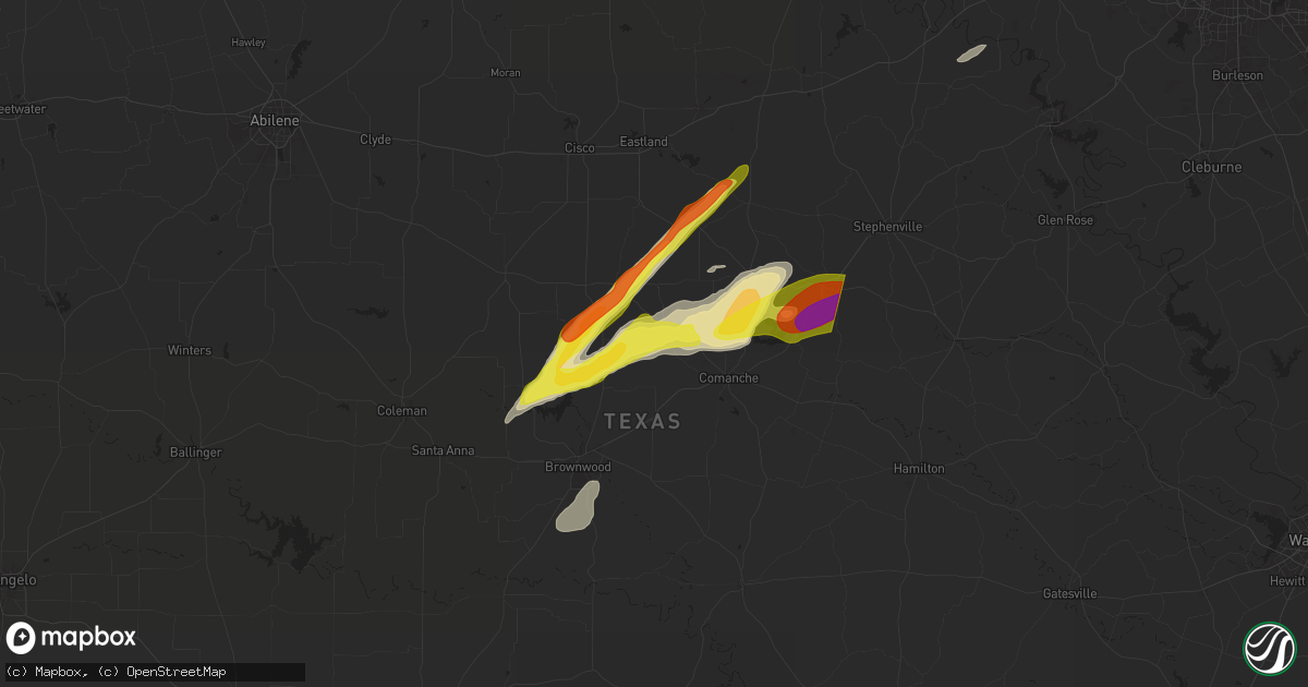 Hail map in Sidney, TX on March 29, 2025
