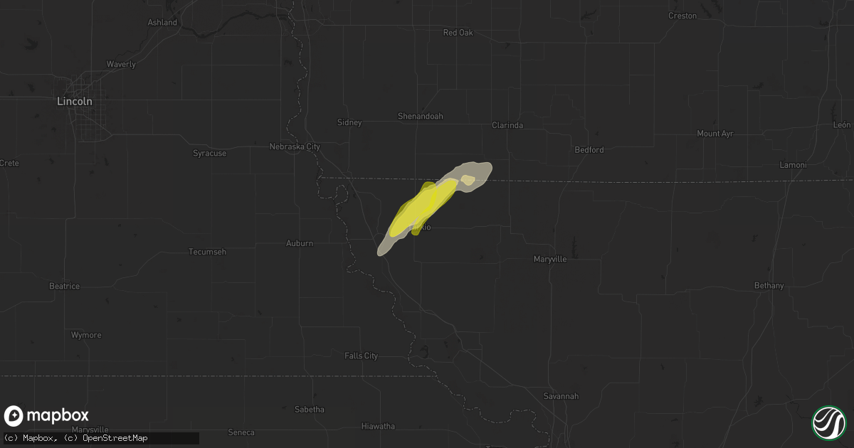 Hail map in Tarkio, MO on March 29, 2025