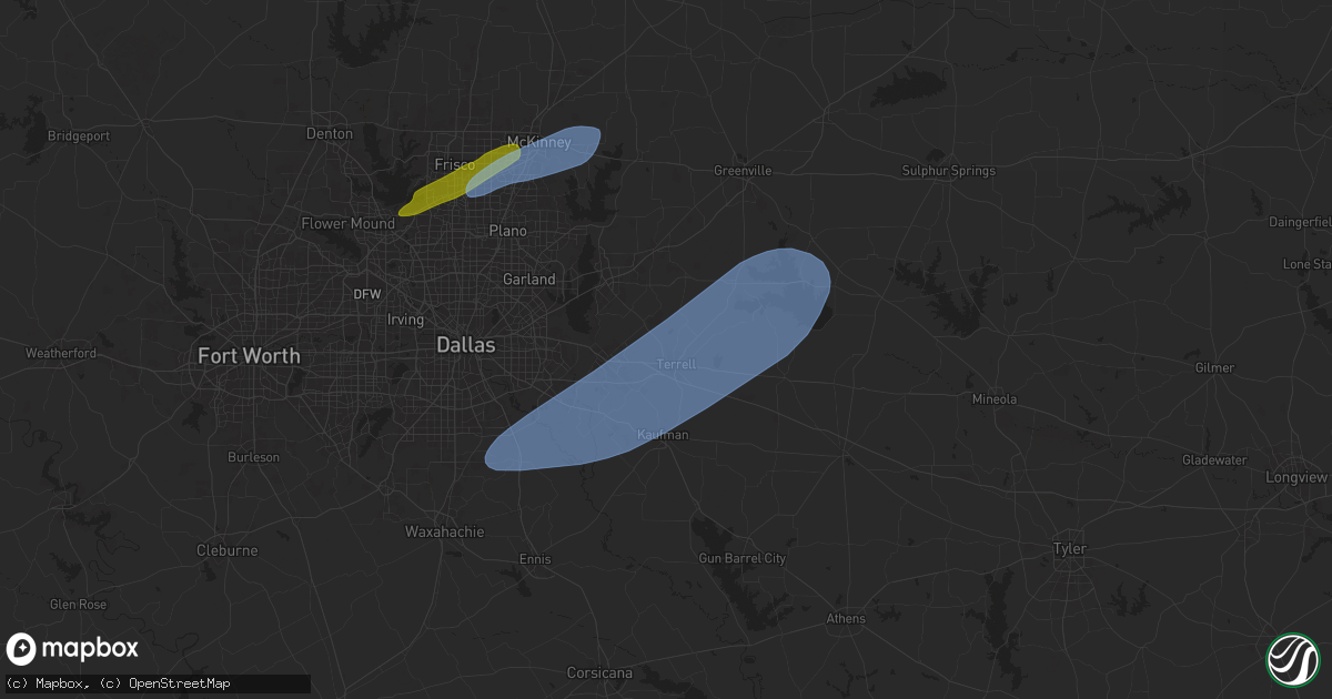 Hail map in Terrell, TX on March 29, 2025