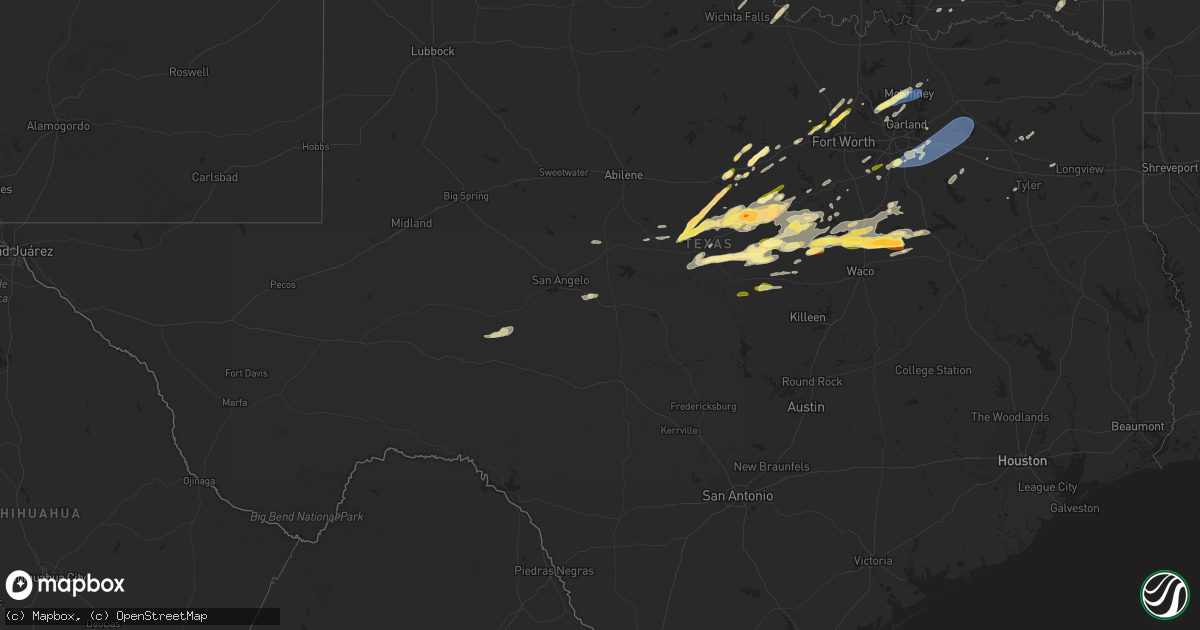 Hail map in Texas on March 29, 2025