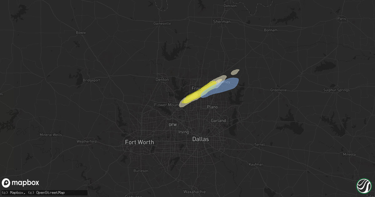 Hail map in The Colony, TX on March 29, 2025