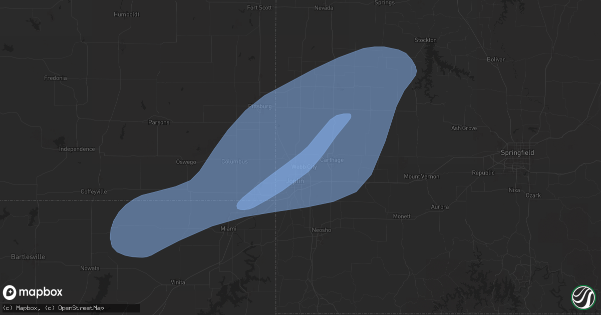 Hail map in Webb City, MO on March 29, 2025