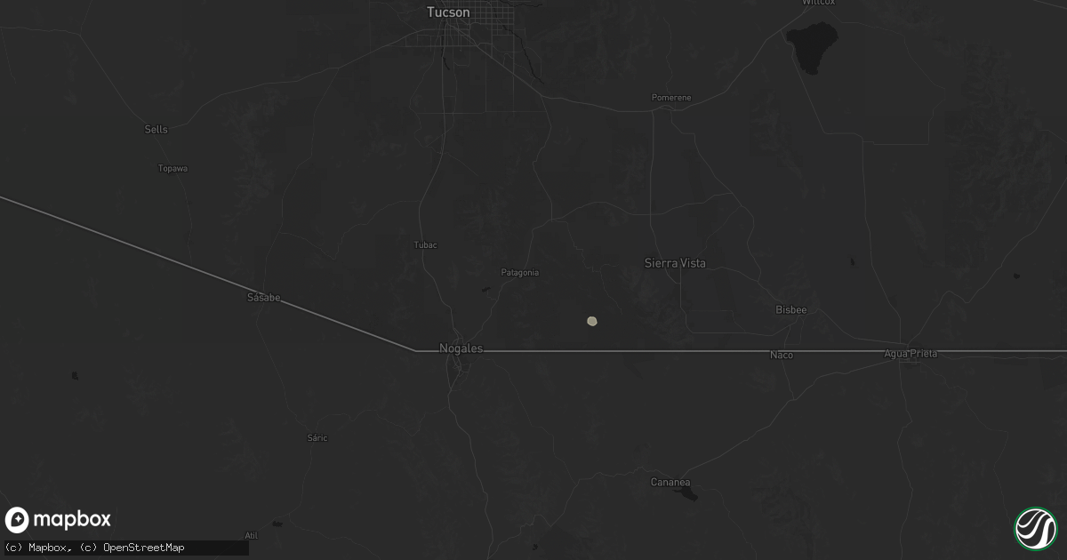 Hail map in Patagonia, AZ on March 29, 2026