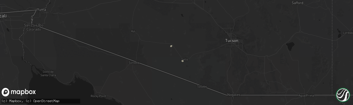 Hail map in Sells, AZ on March 29, 2026