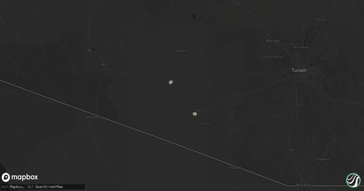 Hail map in Sells, AZ on March 29, 2026