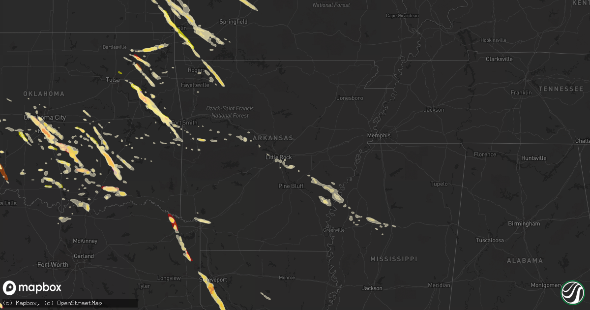 Hail map in Arkansas on March 30, 2013
