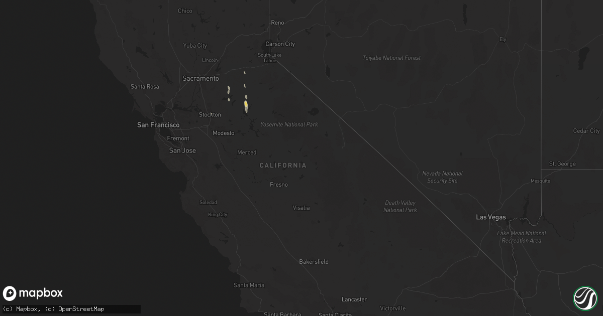 Hail map in California on March 30, 2013