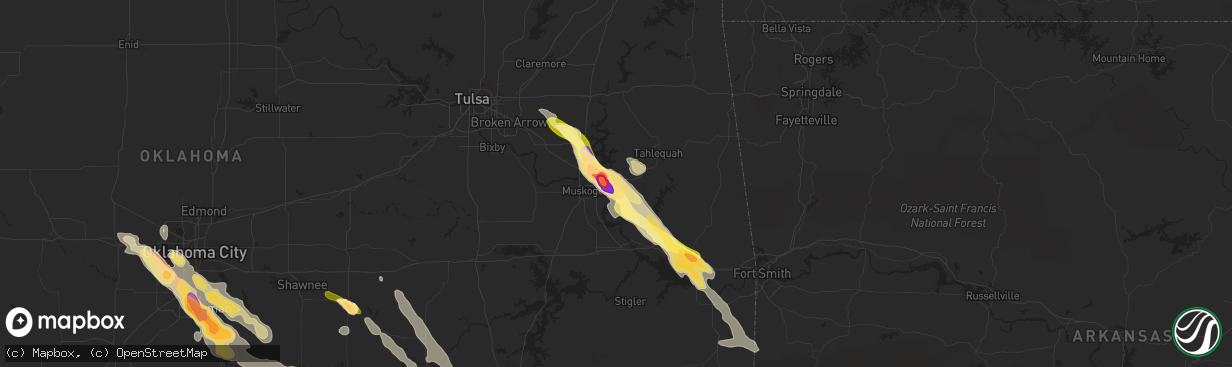 Hail map in Fort Gibson, OK on March 30, 2013