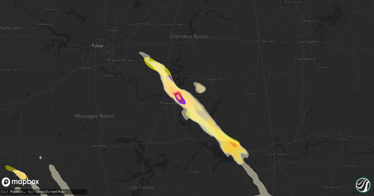Hail map in Fort Gibson, OK on March 30, 2013