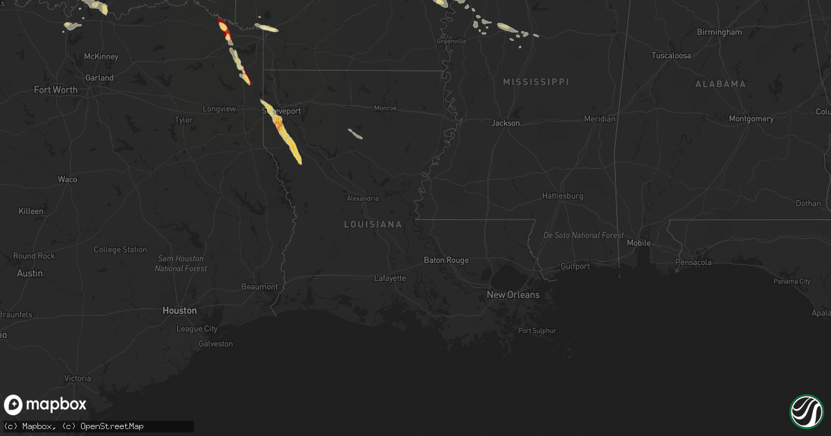 Hail map in Louisiana on March 30, 2013