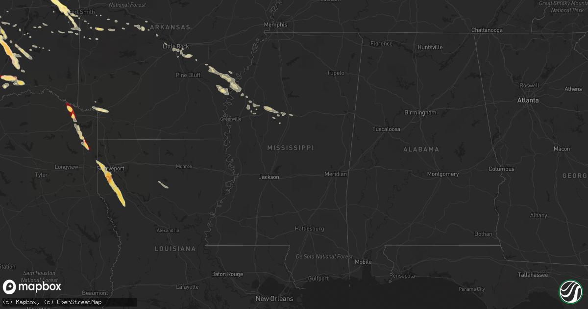 Hail map in Mississippi on March 30, 2013