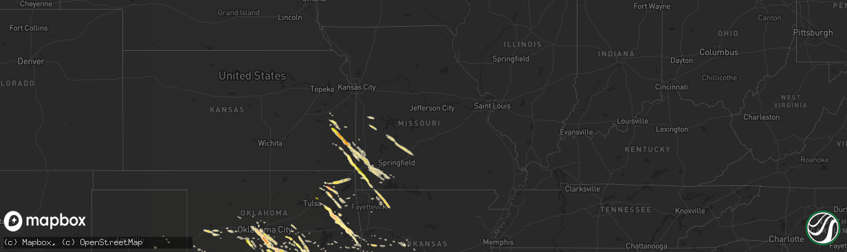 Hail map in Missouri on March 30, 2013