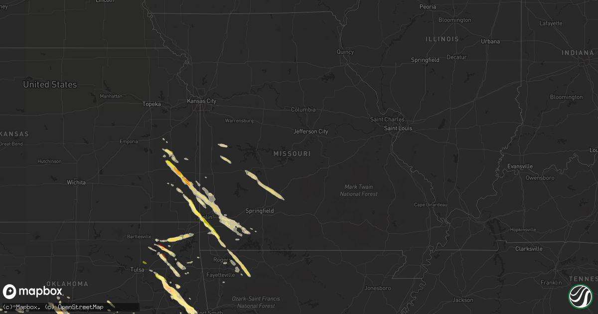 Hail map in Missouri on March 30, 2013