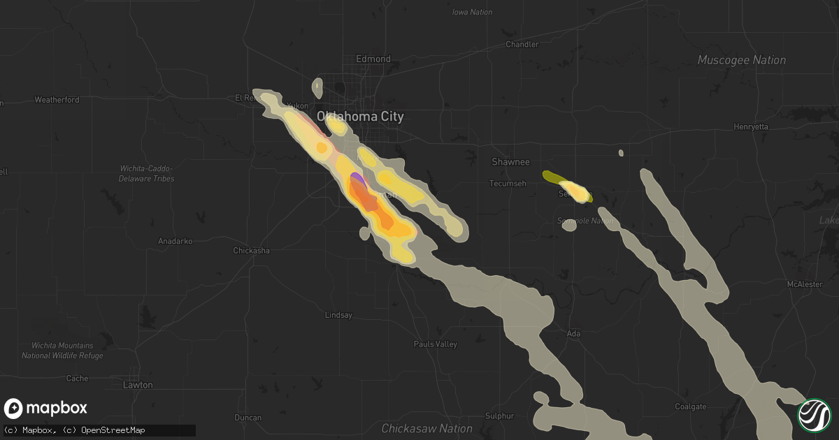 Hail map in Noble, OK on March 30, 2013